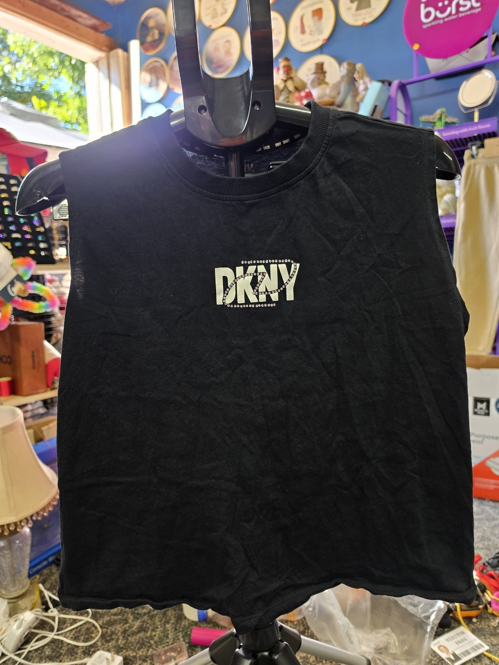 DKNY Sport Tank Top Size S Black Logo Sleeveless